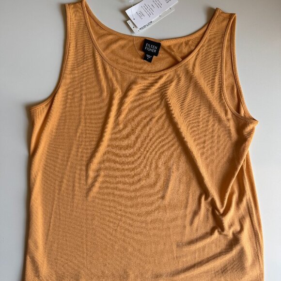 NWT Eileen Fisher 100% Silk Slim Fit Tank Top Size Large Orange - Picture 1 of 5